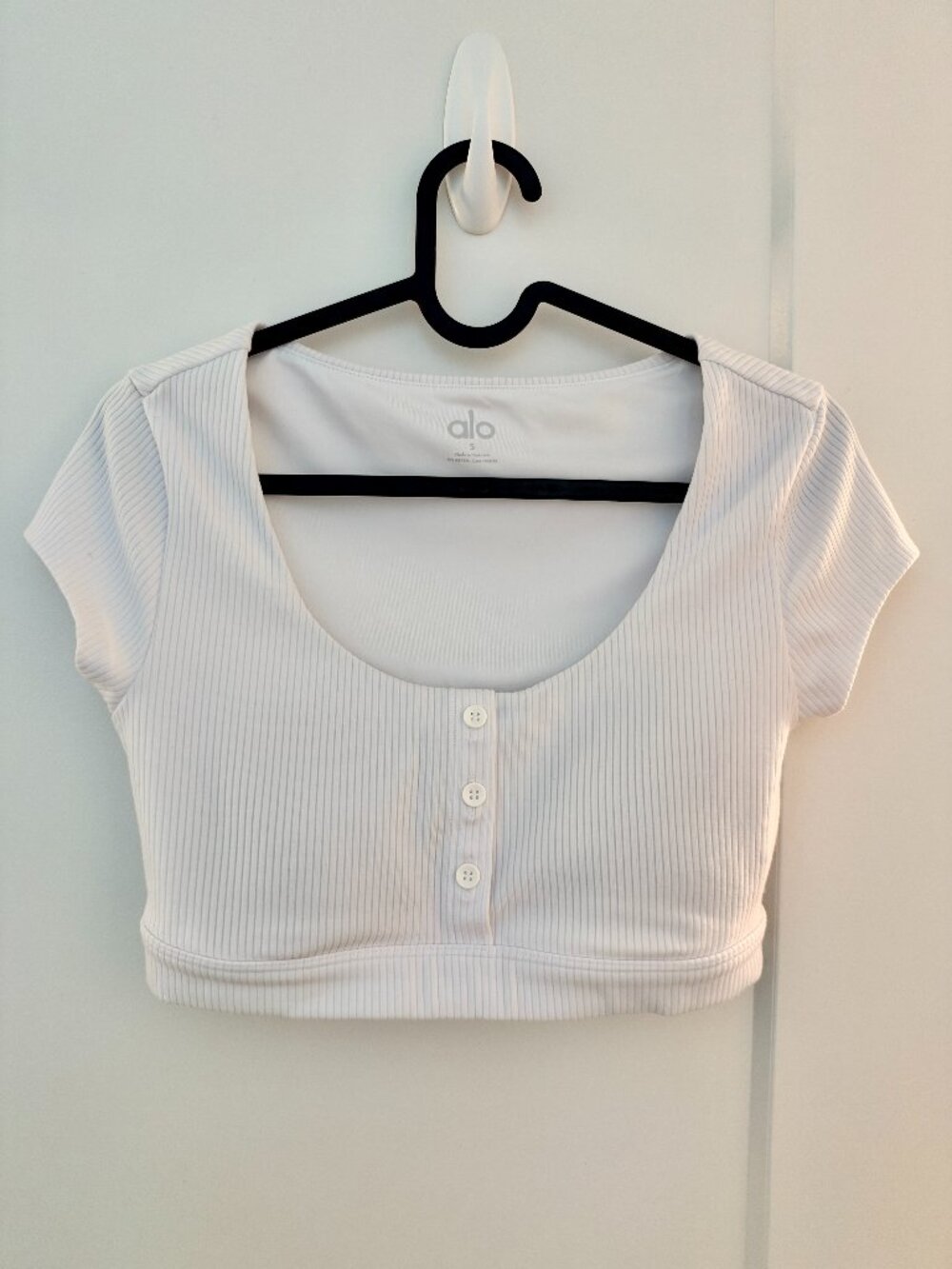 Alo Yoga Blissful Henley Bra Top White Size S